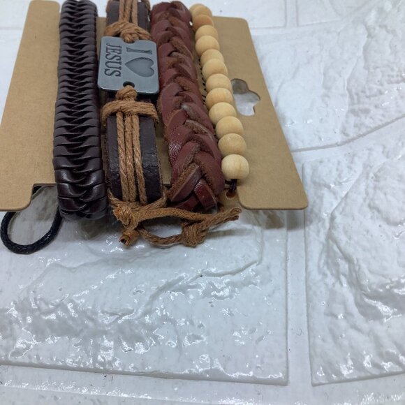 Fashion Wrap Leather Bracelets Unisex Letter I Heart Jesus Religion Bracelet - Picture 5 of 6